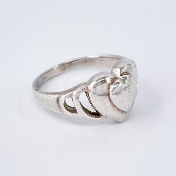 Vintage Sterling Silver 925 Concentric Heart Ring Size 8.5 - Picture 4 of 10